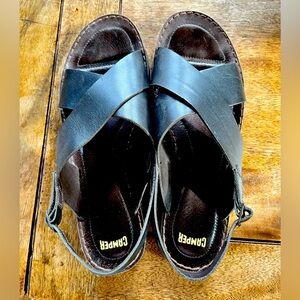 Camper Black Leather Sandals